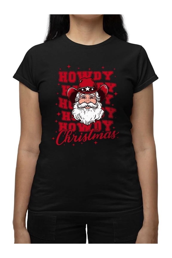 Howdy Christmas Santa Western Tee T-shirt Women's