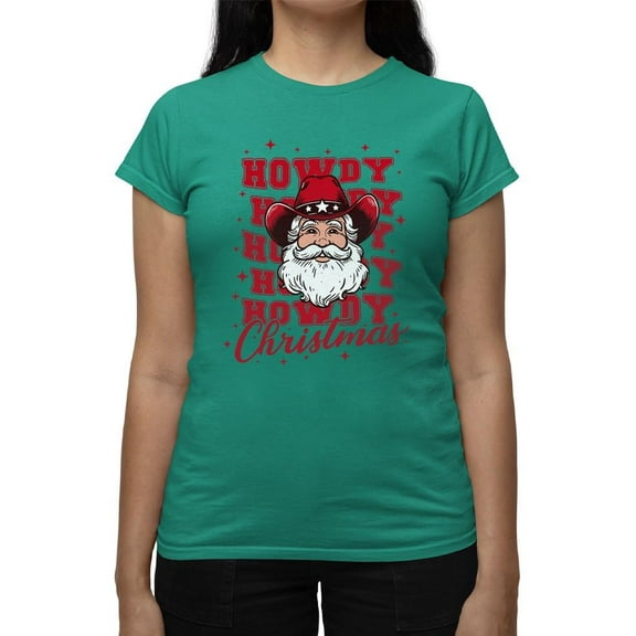 Howdy Christmas Santa Western Tee T-shirt Women's