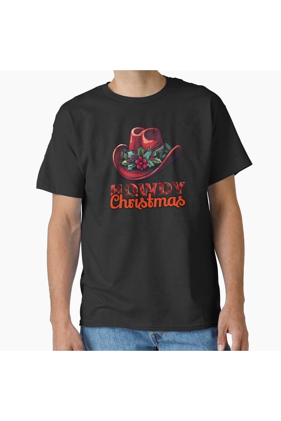 Howdy Christmas Western Cowboy Style Rustic Holiday Spirit Unisex T-Shirt, up to size 5XL