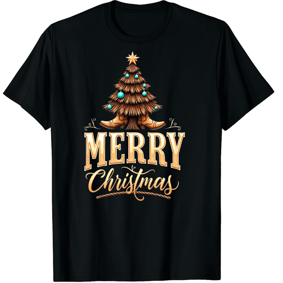 Howdy Christmas Western Cowgirl Boots Xmas Graphic Black T-Shirt for Men and Women