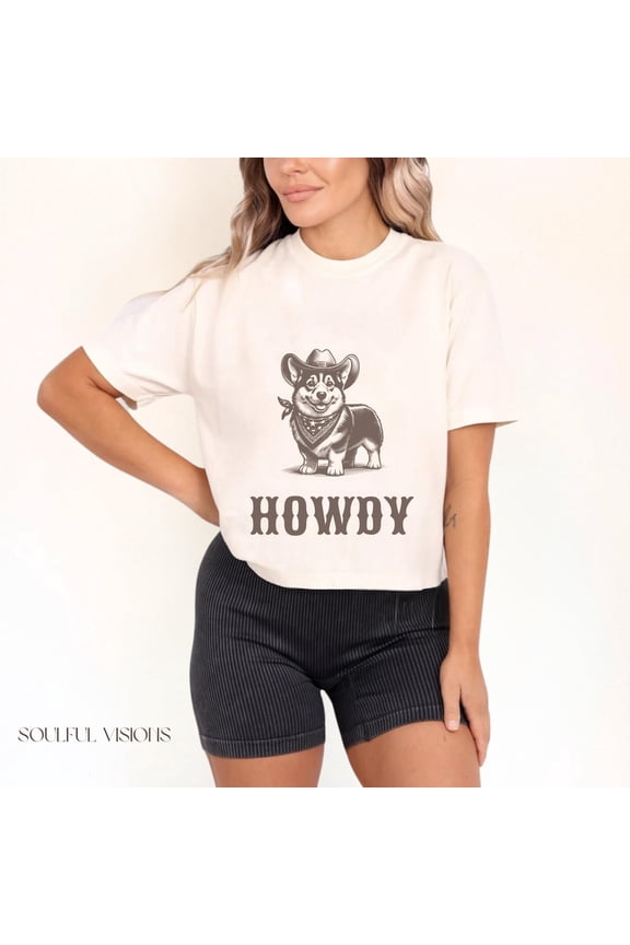 Howdy Corgi Women'S Boxy Tee, Corgi Shirt, Corgi, Corgi, Dog Cowboy, Corgi Boxy Tee Tshirt All Size S-5XL
