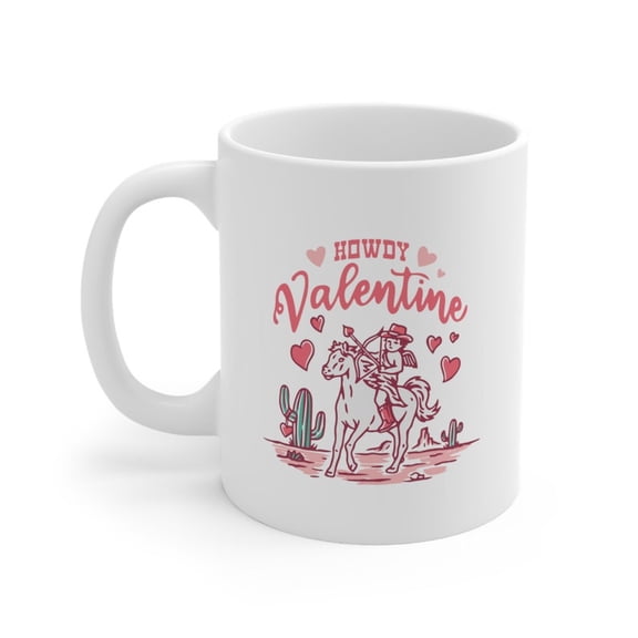 Howdy CowB1Oy Cupid VaL1entines Day 11oz Coffee Mug VaL1entines Day Cute Ceramic Coffee Cup Western VaL1entines Day Theme Gift Mug