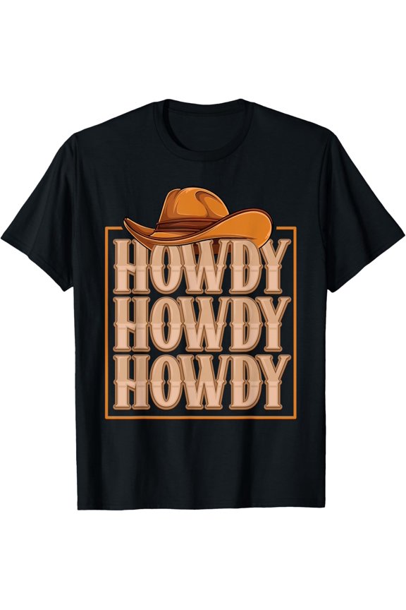 Howdy Cowboy Cowgirl Western Country Rodeo Southern Men Boys T-Shirt