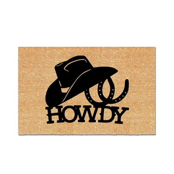 Howdy Cowboy Theme Doormat, Western Welcome Mat for Front Door, Non-Slip Indoor Decor for Entryway and Porch, Design G