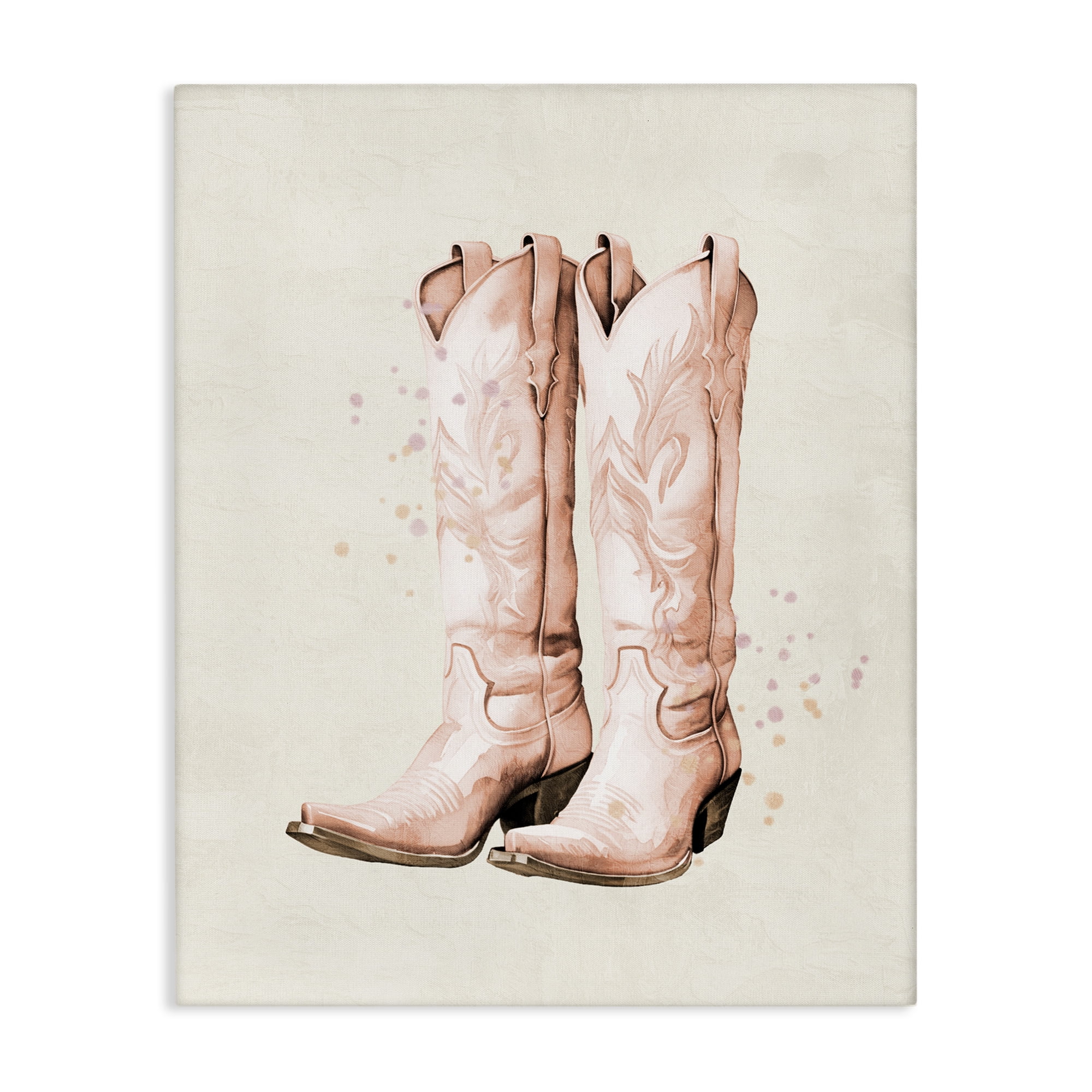 Howdy Cowgirl Pastel Boots Canvas Wall Art, design by Kim Allen
