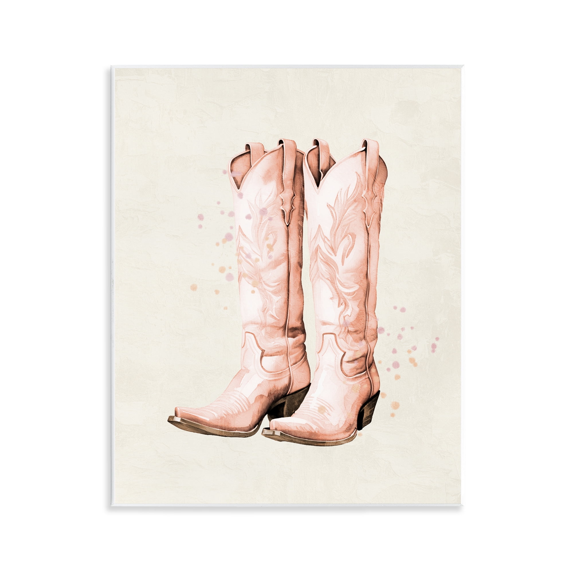 Howdy Cowgirl Pastel Boots Wall Plaque Art, design by Kim Allen