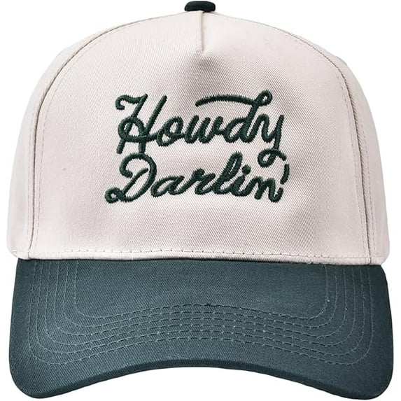 Howdy Darlin’ Embroidered Hat, Vintage Inspired Western Cowboy Style Cap, Adjustable Snapback Baseball Hat for Men and Women, Fun Retro Country Fashion Accessory for Casual Wear, Festivals and Travel