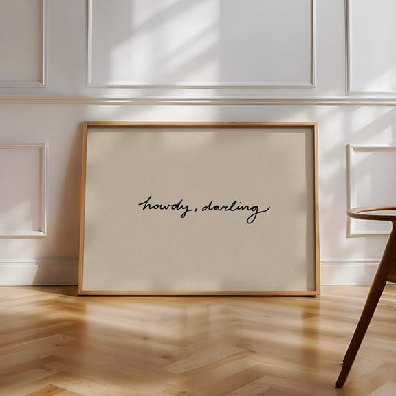 Howdy Darling Wall Art Minimal Western Script Print Chic Cowboy Decor Neutral Typography