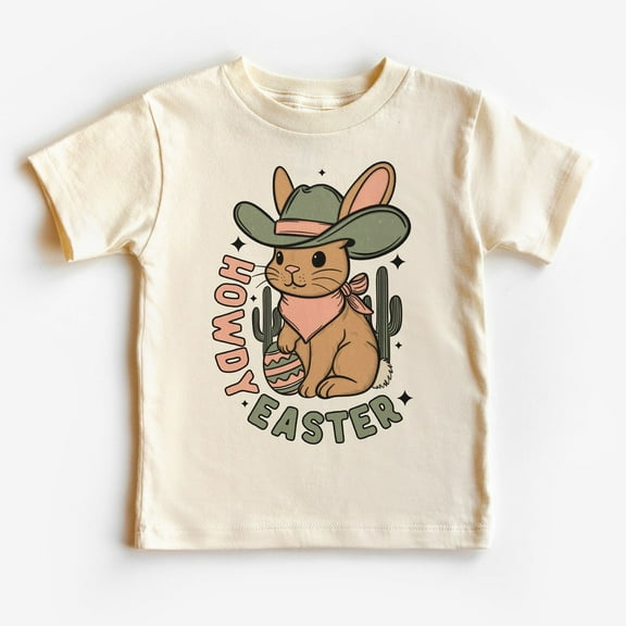 Howdy Easter Toddler Shirt - Western Cowboy/Cowgirl Bunny Children'S Outfit - Boho Kids & Youth Shirts TODDLER SHORT SLEEVE TEE BELLA CANVAS 3001T