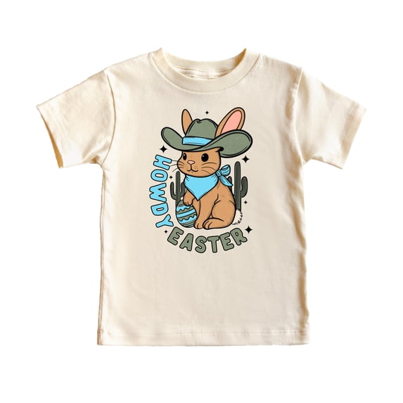 Howdy Easter Western Graphic Shirt for Boys Spring Desert Easter Rabbit Tee Natural Shirt 3T