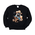 thumbnail image 1 of Howdy Funny Cowboy Raccoon Sweatshirt for Women Men & Kids Western Animal Crewneck Pullover Black Sweatshirt Adult X-Large, 1 of 7