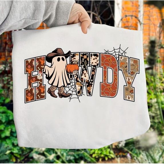 Howdy Ghost Sweatshirt, Western Halloween Retro Spooky Season Sweatshirt