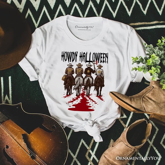 Howdy Halloween Cowboy Men T-Shirt, Sheriff Western Riders Spooky Tee