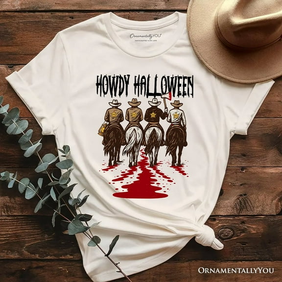 Howdy Halloween Cowboy Men T-Shirt, Sheriff Western Riders Spooky Tee