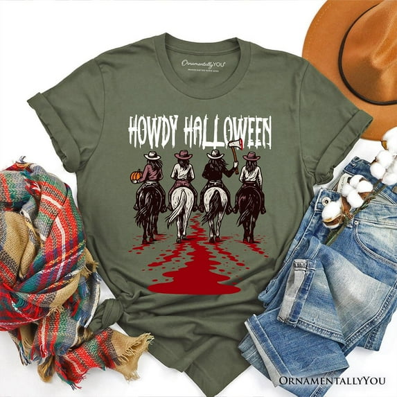 Howdy Halloween Cowgirl Women T-Shirt, Empowered Western Spooky Tee