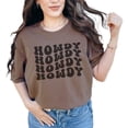 thumbnail image 1 of Howdy, Hello or Greeting Expression Themed, Groovy Retro Wavy Text, Espresso Comfort Colors T-Shirt, Large, 1 of 1
