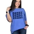 thumbnail image 1 of Howdy, Hello or Greeting Expression Themed, Groovy Retro Wavy Text, Flo Blue Comfort Colors T-Shirt, XL, 1 of 1