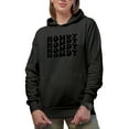 thumbnail image 1 of Howdy, Hello or Greeting Expression Themed, Groovy Retro Wavy Text Merch Gift, Black Hooded Sweatshirt or Hoodie, Small, 1 of 5