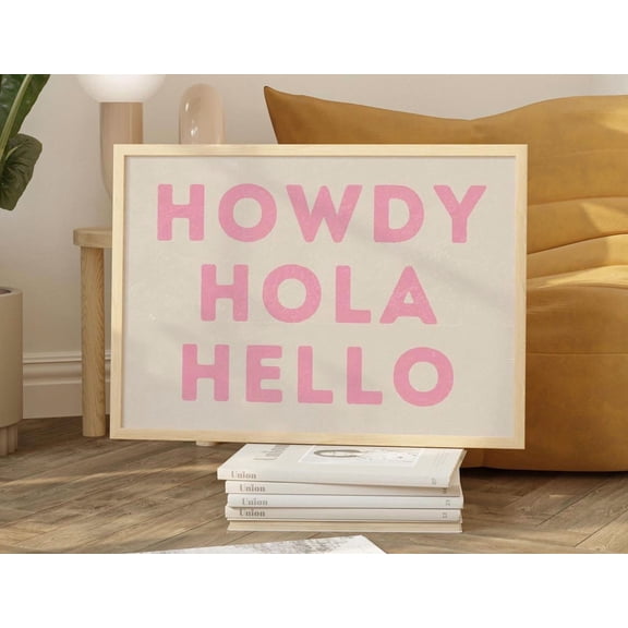 Howdy Hola Hello Pink Western Wall Art Unframed Paper Print