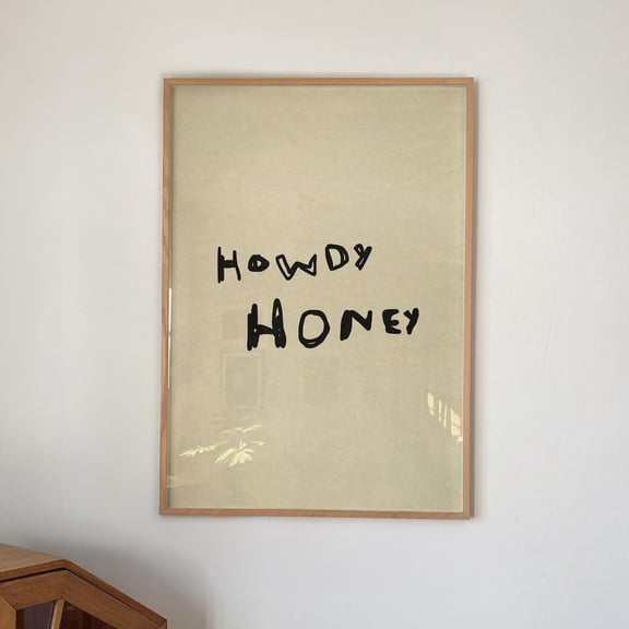 Howdy Honey Print: Typography Wall Art, Minimalist Western Decor UNFRAMED PAPER POSTER, Home Decor, Vintage Gift, Living Room Dercor