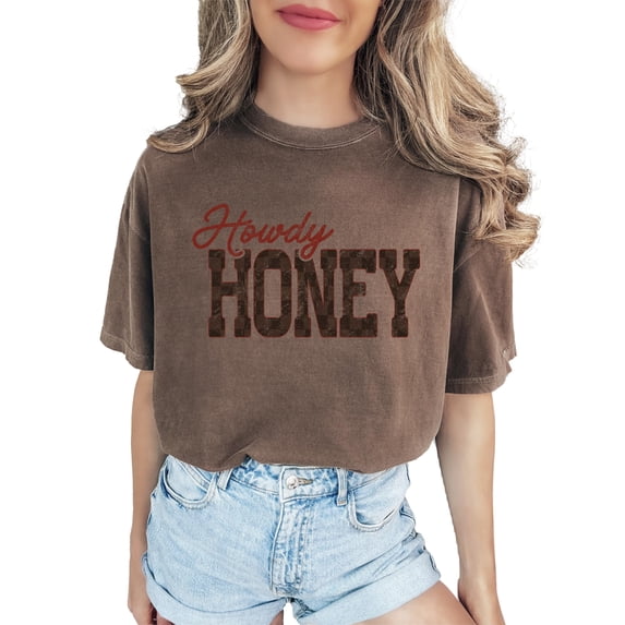 Howdy Honey Shirt for Women Country Western Cowgirl Rodeo Concert Nashville Graphic Tee Espresso Shirt Adult Medium
