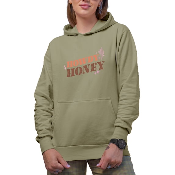 Howdy Honey, Texas or Western Desert Themed Art Merch Gift, Sand Hooded Sweatshirt or Hoodie, 3XL