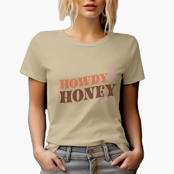 Howdy Honey, Texas or Western Desert Themed Art Merch Gift, Tan T-Shirt, 3XL