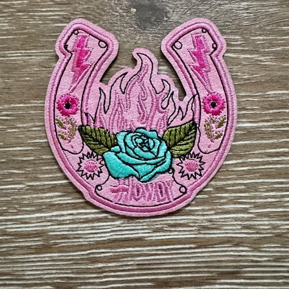 Howdy Horseshoe Leather Iron-On Patch