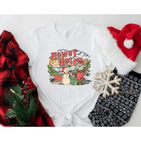 Howdy Hos Christmas Shirt, Santa Cowboy Shirt, Christmas Shirt