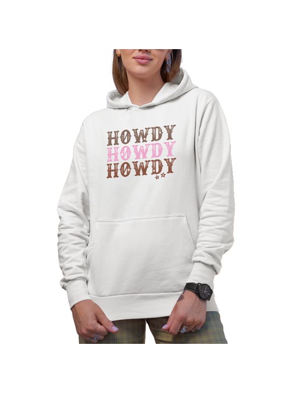 Howdy, Howdy, Howdy, Texas or Texan Themed Merch Gift, White Hooded Sweatshirt or Hoodie, Small