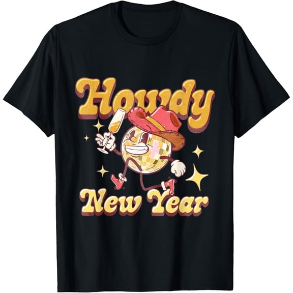 Howdy New Year 2024 Western Cowgirl Hat And Disco Balls T-Shirt