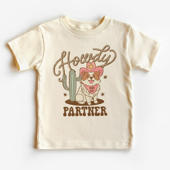 Howdy Partner Toddler Shirt - Western Cowboy/Cowgirl Dog Childs Clothing - Boho Kids & Youth Shirts TODDLER SHORT SLEEVE TEE BELLA CANVAS 3001T