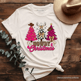 thumbnail image 1 of Howdy Pink Christmas Western Christmas T-Shirt, Leopard Print Retro Holiday Tee, 1 of 8