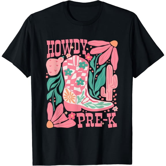 Howdy Prek Teacher Western Pre-K Grade Team Cow Cow Adult T-shirt