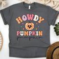 thumbnail image 1 of Howdy Pumpkin T-Shirt | Cute Pastel Halloween Fall Shirt, Dark Heather, Size S, 1 of 6