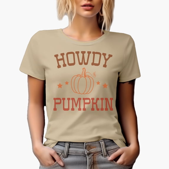 Howdy Pumpkin, Texas State or Texan Autumn or Fall Merch Gift, Tan T-Shirt, XL