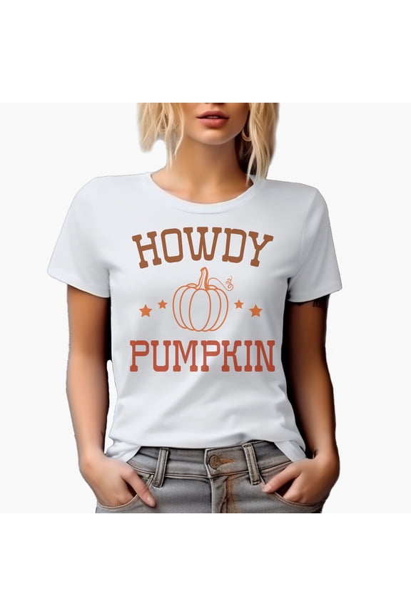Howdy Pumpkin, Texas State or Texan Autumn or Fall Merch Gift, White T-Shirt, XL