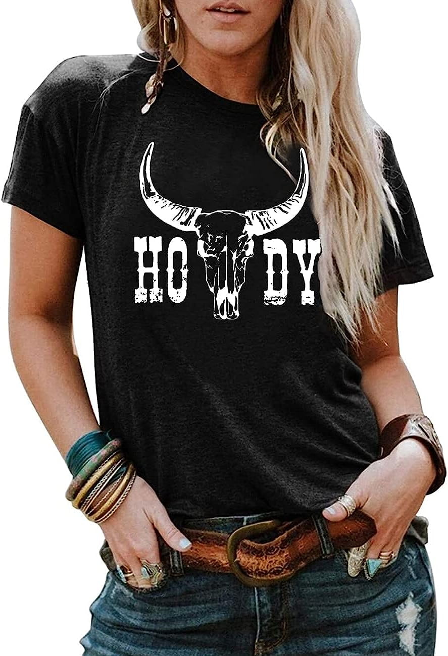 Howdy Rodeo Shirt Women Vintage Western Graphic Tees Retro Country ...