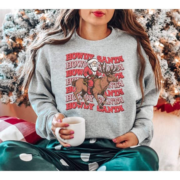 Howdy Santa season Sweater, Vintage Santa Sweater, season Sweatshirt, Winter Crewneck For Women, season Western All Size S-5Xl
