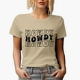 thumbnail image 1 of Howdy, Short for How Do Ye, Hello or Greeting Expression, Groovy Retro Wavy Text Merch Gift, Tan T-Shirt, XL, 1 of 5
