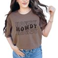 thumbnail image 1 of Howdy, Short for How Do Ye, Hello or Greeting Expression Themed, Groovy Retro Wavy Text, Espresso Comfort Colors T-Shirt, Large, 1 of 1