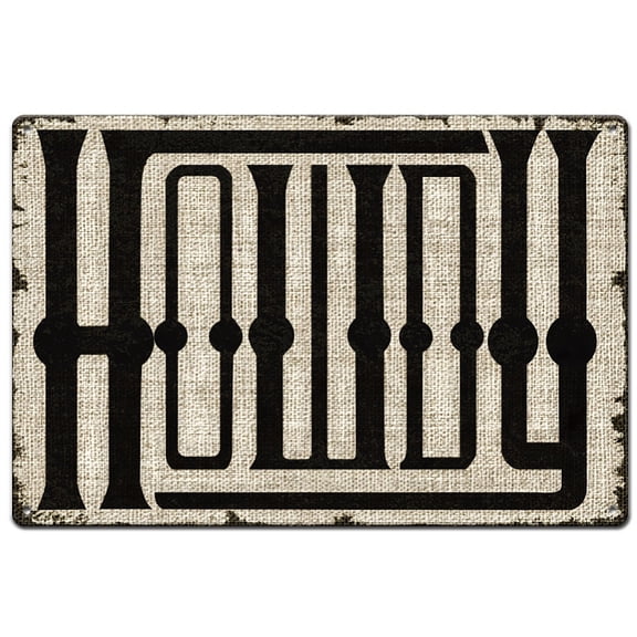 Howdy Tin Signs Funky Metal Sign Western Modern Iron Wall Decor Southwestern Country Ranch Retro Poster for Living Room Bedroom Bars