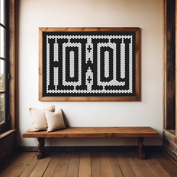 Howdy Typographic Tile Poster, Western Wall Decor, Farmhouse Wall Art, Entryway, Southwestern Cowboy Cowgirl, Rustic Country Ranch Unframed Paper Print
