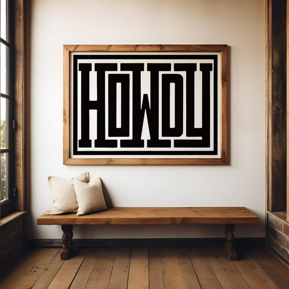 Howdy Typography Wall Art, Western Decor, Southwestern Type, Howdy Yall Partner Saying Poster Poster, Rustic Country Ranch Design Home Decor, 16x24 UNFRAMED