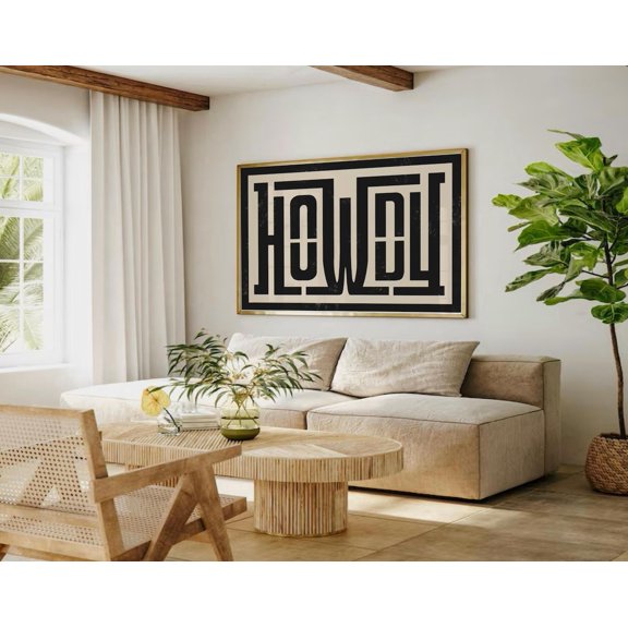 Howdy Typography Western Farmhouse Decor Wall Art Print