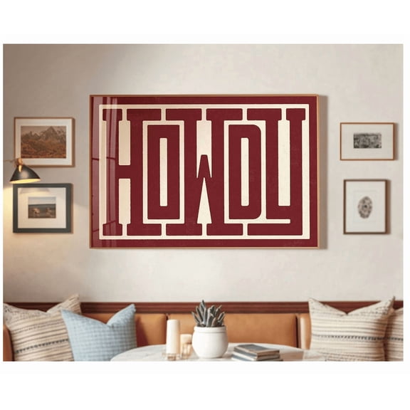 Howdy Typography Western Ranch Poster Home Decor Office Wall Art
