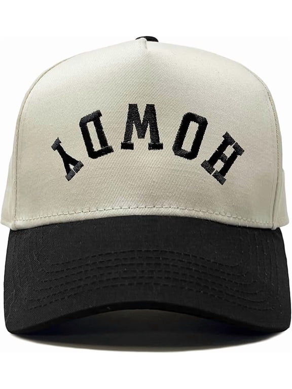 Trucker Hat – Vintage Snapback Baseball Cap with Embroidered Design - Howdy (Upside Down)