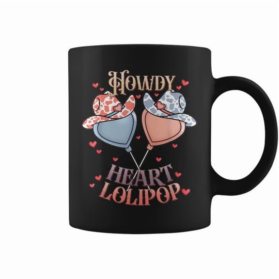 Howdy Valentine Candy Heart Lollipops Couple Matching Coffee Mugs