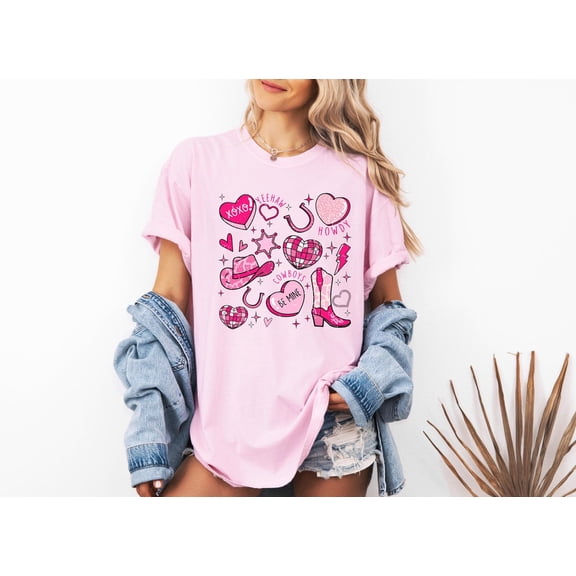 Howdy Valentine Shirt, Western Valentines T-shirt, Cowgirl Valentines Tee, Valentines Day Shirt, Retro Valentines shirt, Disco Ball Cupid All Size S-5Xl