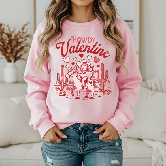 Howdy Valentine Western Cupid Cowboy Graphic Sweatshirt Romantic Country Style Cozy Gift SWEATSHIRT All Size S-5XL